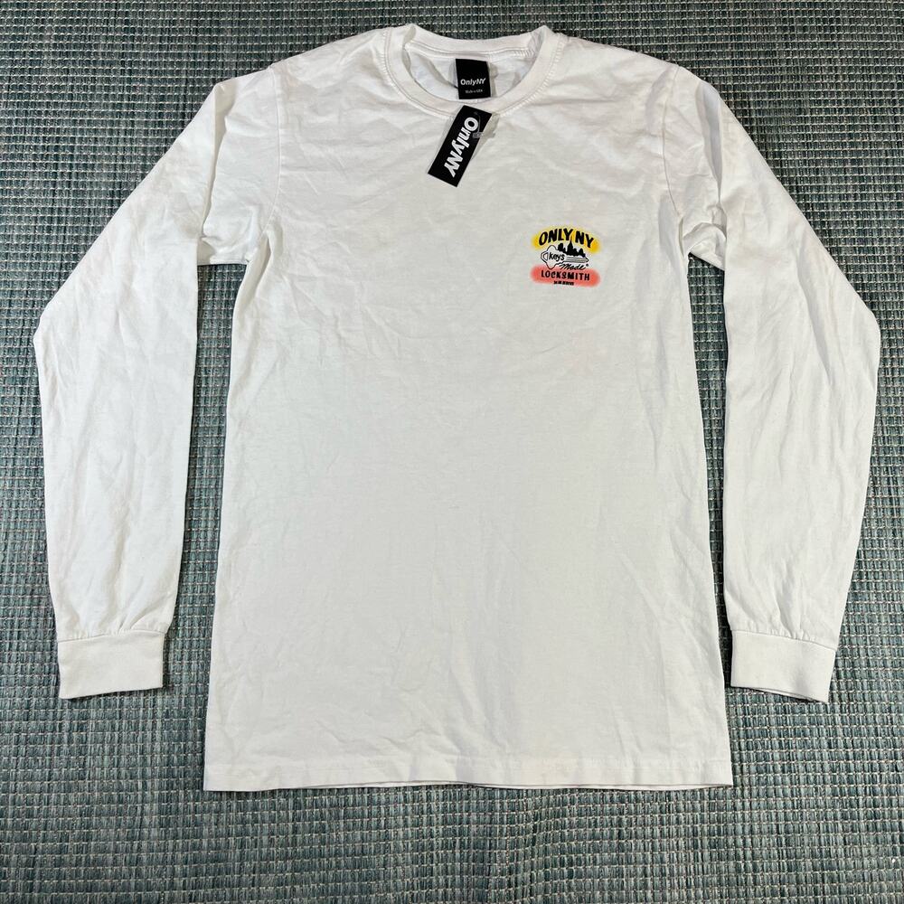 Only‎ NY Locksmith 24hr Service T Shirt White Long sleeve Adult Sz XS New